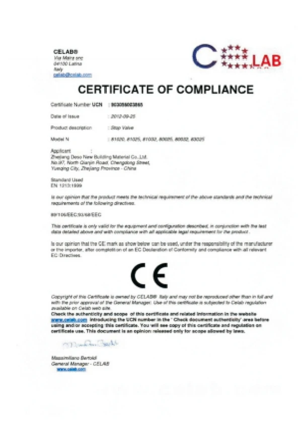 ppr pipes and fittings supplier DESO Certification-CE